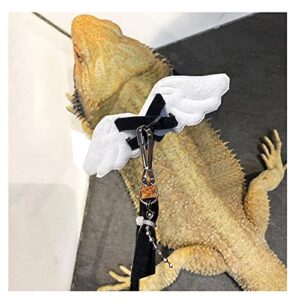 Anelekor Adjustable Pet Lizard Leash Harness Bearded Dragon Costume Accessories with Angel Wings Reptile Outdoor Walking Clothes for Turtle Gecko Iguanas Amphibians and Small Animals, Black