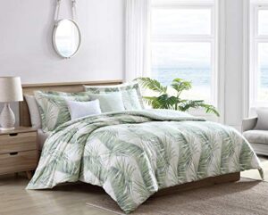 tommy bahama - queen comforter set, reversible cotton bedding with matching shams & bonus throw pillows, all season home decor (kauai green, queen)