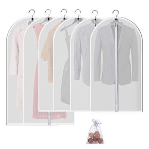 mskitchen garment bags for closet storage garment covers clear garment bags clothes protectors for closet hanging garment bag dress bag plastic garment bags with cedar balls -24”x43”/54”/6 pack