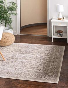 rugs.com charlotte collection rug – 4 ft square ivory low-pile rug perfect for living rooms, kitchens, entryways