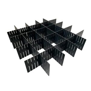 pinelaxy 8pcs drawer divider organizers, adjustable grid drawer storage organizer diy plastic closet separator for clothes, kitchen, office (black 8pcs)