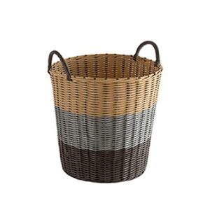 uxzdx household simple coat basket dirty clothes basket storage basket plastic rattan woven clothes basket toy storage bucket (size : 35cm)