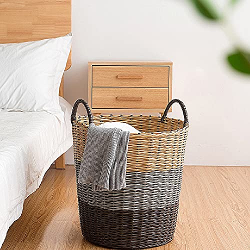 UXZDX Household Simple Coat Basket Dirty Clothes Basket Storage Basket Plastic Rattan Woven Clothes Basket Toy Storage Bucket (Size : 35cm)