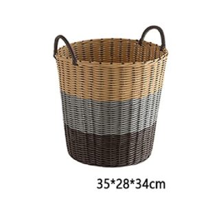 UXZDX Household Simple Coat Basket Dirty Clothes Basket Storage Basket Plastic Rattan Woven Clothes Basket Toy Storage Bucket (Size : 35cm)