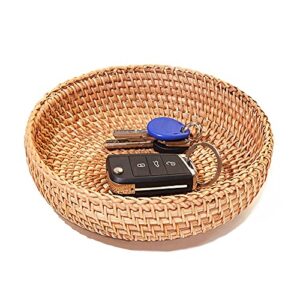 small round keys basket for entryway woven baskets for organizing tabletop decorative wicker organizer basket for keys wallet cell phone restaurant food serving basket for fruit candy cracker