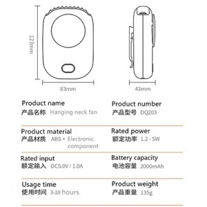 Mini portable fan,neck hanging, waist hanging, desktop holding, USB charging, 3-level wind power, remaining power display, suitable for outdoor, sports, barbecue, office and other scenarios (Green, 123*83*43（MM）)