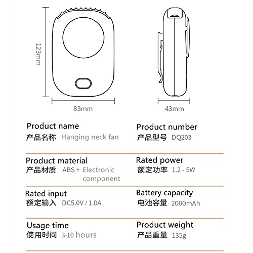 Mini portable fan,neck hanging, waist hanging, desktop holding, USB charging, 3-level wind power, remaining power display, suitable for outdoor, sports, barbecue, office and other scenarios (Green, 123*83*43（MM）)