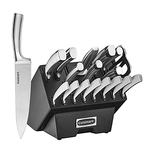 Cuisinart C77SS-19P Normandy 19 Piece Cutlery Block Set, Stainless Steel Ashwood Black