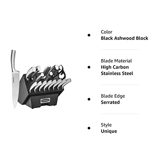 Cuisinart C77SS-19P Normandy 19 Piece Cutlery Block Set, Stainless Steel Ashwood Black