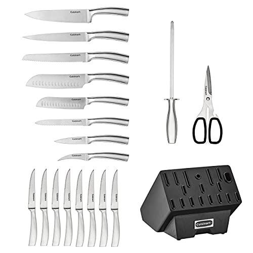 Cuisinart C77SS-19P Normandy 19 Piece Cutlery Block Set, Stainless Steel Ashwood Black