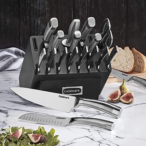 Cuisinart C77SS-19P Normandy 19 Piece Cutlery Block Set, Stainless Steel Ashwood Black