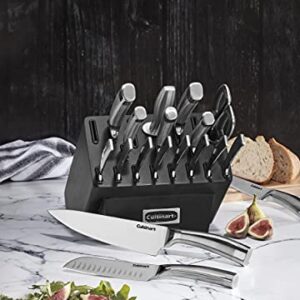 Cuisinart C77SS-19P Normandy 19 Piece Cutlery Block Set, Stainless Steel Ashwood Black