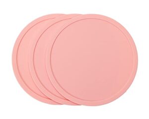 onlykxy 3 pieces 3.93 inch silicone coasters, round coasters for drinks, beverage coffee tea coaster (pink)