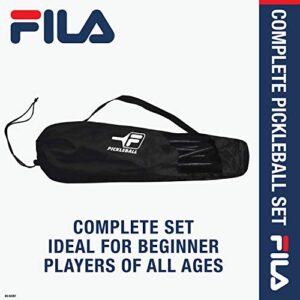 FILA Accessories Pickleball Net Set - Includes Pickleball Paddles Set of 4 with Regulation Size 4 Outdoor Balls & 10ft All Weather Mesh Net for Indoor or Outdoor Use - Lightweight, Quick & Easy Setup