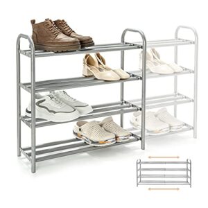 gurkkst 4 tier extendable long shoe rack for closet shoe organiser strong and durable heavy duty metal shoe shelf holds 20+ pairs (60-100) x 22,5 x 61,5 cm