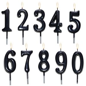 10 pieces birthday numeral candles, cake numeral candles birthday cake candles for kids adults, number 0-9 cake topper decoration for birthday wedding anniversary party celebration,black