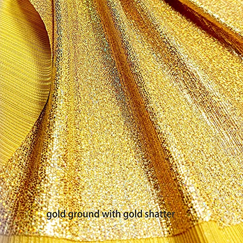 Shattered Glass Hologram Fabric by The Yard Width 58Inches Entelare (Gold/Gold 2yards)