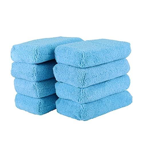 UYYE Microfiber Applicator and Cleaning Pads,Car Interior and Exterior Accessories, Blue, 8-Pack