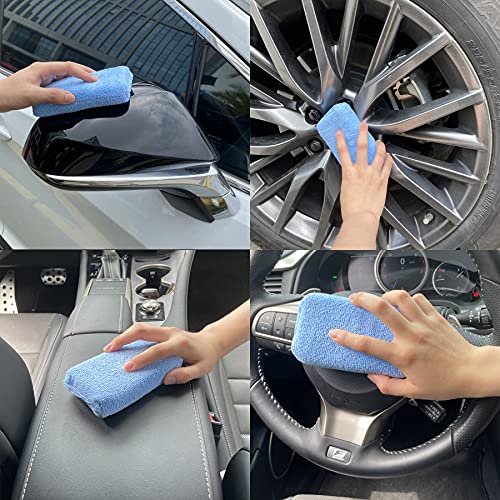 UYYE Microfiber Applicator and Cleaning Pads,Car Interior and Exterior Accessories, Blue, 8-Pack