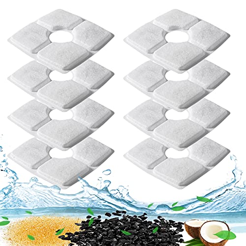 Cat Fountain Replacement Filter - 8 Pcs, Guarm Cat Water Fountain Filter, Pet Water Fountain Filter Replacement for Most Cat Dog Water Dispensers, Activated Carbon Filters & PP Cotton (8pcs-02)