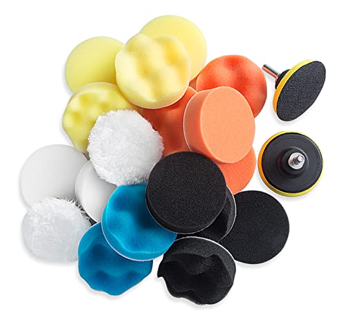 S SATC 3 Inch Buffing Pads 22 Pcs Buffing Pad for Drill 80mm Buffing Pads Car Polishing Pad for Car Sanding Buffing Waxing Sealing Glaze