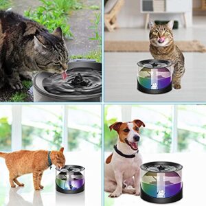 Kastty Cat Water Fountain, Super Quiet Water Fountain for Cats Inside, Pet Water Fountain for Kitty, Cat Waterer, Dog Bowl Dispenser 2.2L/74oz,with Super Long Life Span Pump, Black+Colorful LED Light