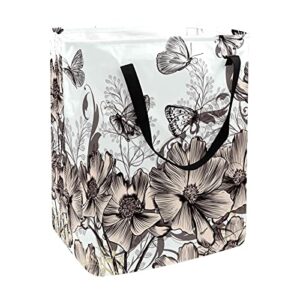 flowers butterflies laundry basket large cloth organizer bag basket foldable laundry hamper with handles