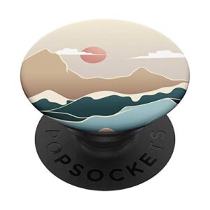 retro landscape sun and mountains popsockets swappable popgrip