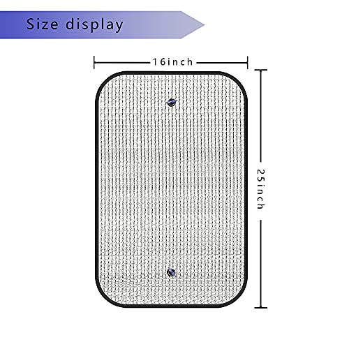 RV Door Window Cover, RV Window Shade for Heat Insulation and UV Protection, Camper Accessories for Travel Trailers with Two Large Diameter Suction Cup, Hook and Loop Fastener, 16 x 25, Silver