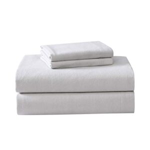 laura ashley home - king sheets, cotton flannel bedding set, brushed for extra softness & comfort (grey, king)