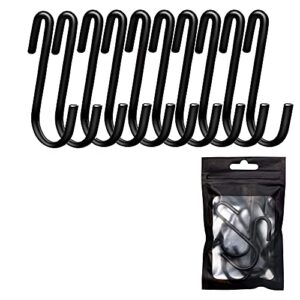 xianglin pack of 10 heavy duty s hooks s shaped hooks hanging hangers hooks for kitchen, bathroom, bedroom, and office, for pan, pot, coat, bag, plants (3.5x2.4'', black)