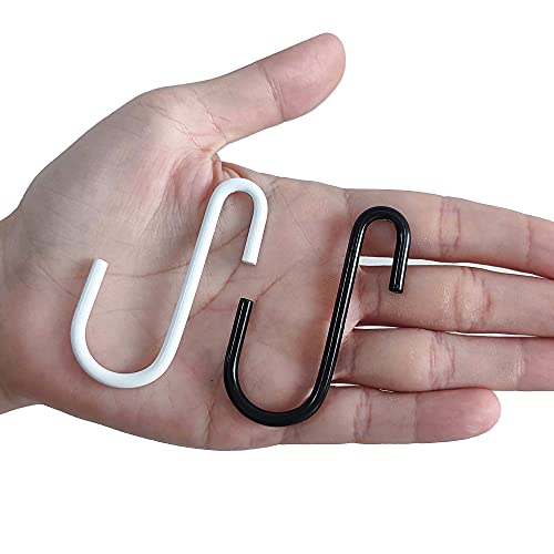 XiangLin Pack of 10 Heavy Duty S Hooks S Shaped Hooks Hanging Hangers Hooks for Kitchen, Bathroom, Bedroom, and Office, for Pan, Pot, Coat, Bag, Plants (3.5x2.4'', Black)