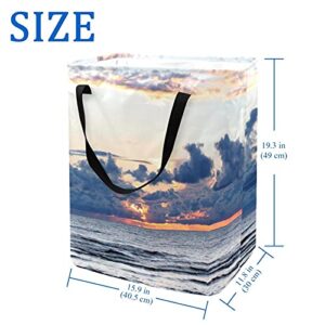 View Sea Laundry Basket Large Cloth Organizer Bag Basket Foldable Laundry Hamper with Handles