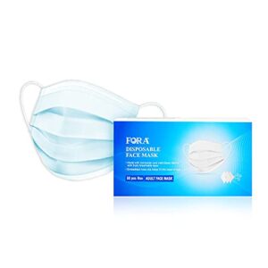 FORA Disposable Face Masks, Soft on Skin, Breathable Face Mask 3ply Adjustable Elastic Earloop Face Cover Mask for Women and Men(50pcs)