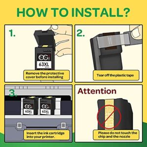 CG CHINGER Remanufactured Ink Cartridge Replacement for HP 63XL 63 XL, High Yield Work with OfficeJet 3830 4650 5255 Envy 4520 4512 4516 Deskjet 1112 3630 3634 3639 3632 2132 Printer (2 Black)