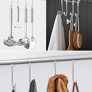 Envibe Shower Door Hooks, Cabinet Hooks, Shower Squeegee Hooks, Towel Hooks for Bathroom Frameless Glass Shower Door (Only for Doors up to 0.78" Thick, Please Measure Before Purchase). 4 Pack, Silver