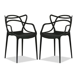 Aron Living Monte 18" Mid-Century Plastic Dining Chairs in Black (Set of 4)