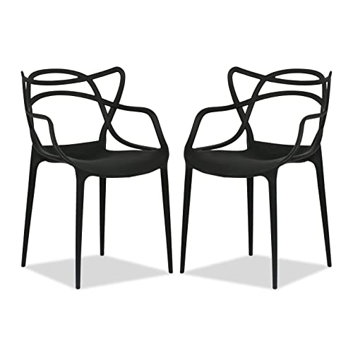 Aron Living Monte 18" Mid-Century Plastic Dining Chairs in Black (Set of 4)