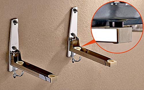 Hniuyun Stainless Steel Microwave Mount Bracket, Foldable Kitchen Stretch Oven Stand Wall Mount Stand Holder Shelf with Removable Hooks