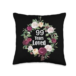 99th birthday gift apparel 99th birthday gifts funny loved 99 years old men & women throw pillow, 16x16, multicolor