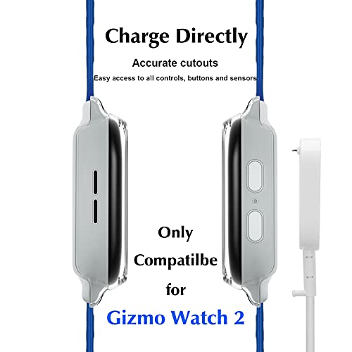 [2 Pack] Kuaguozhe Case Compatible for Gizmo Watch 2 Screen Protector for Kids（2 Pack）, Hard PC Overall Protective Case and Tempered Glass Screen Protector for Verizon Gizmo Watch 2,Clear+Clear