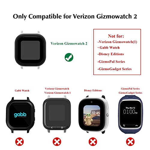 [2 Pack] Kuaguozhe Case Compatible for Gizmo Watch 2 Screen Protector for Kids（2 Pack）, Hard PC Overall Protective Case and Tempered Glass Screen Protector for Verizon Gizmo Watch 2,Clear+Clear