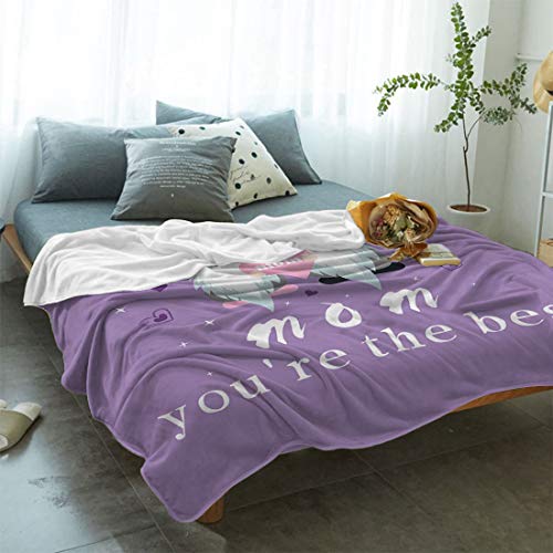 Mother' Day Throw Blankets Extra Soft Lightweight Flannel Fleece Blanket I Love You Mom Only The Best Gnome Purple Decorative Bedding Warm Cozy All Season Use Cover for Bed/Couch Microfiber