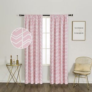 merryfeel polycotton printed blackout window curtains 84 inch long 2 panels, rod pocket and back tab drapes for living room bedroom kids room - thermal insulated room darkening (42" w x 84" l) – pink