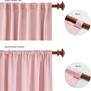 Merryfeel Polycotton Printed Blackout Window Curtains 84 Inch Long 2 Panels, Rod Pocket and Back Tab Drapes for Living Room Bedroom Kids Room - Thermal Insulated Room Darkening (42" W X 84" L) – Pink