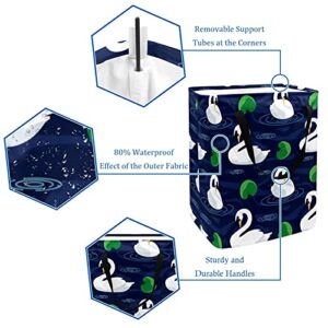 Swan Elegant Design Laundry Basket Large Cloth Organizer Bag Basket Foldable Laundry Hamper with Handles