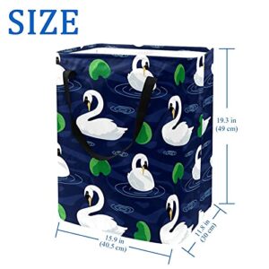 Swan Elegant Design Laundry Basket Large Cloth Organizer Bag Basket Foldable Laundry Hamper with Handles