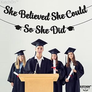 KatchOn, She Believed She Could So She Did Banner - Glitter, 10 Feet, No DIY | Congrats Grad Banner for Law School Graduation Decorations Class of 2023 | Medical School Graduation Party Decorations