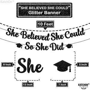 KatchOn, She Believed She Could So She Did Banner - Glitter, 10 Feet, No DIY | Congrats Grad Banner for Law School Graduation Decorations Class of 2023 | Medical School Graduation Party Decorations