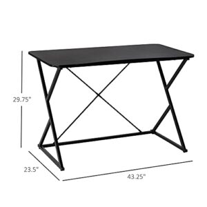 HOMCOM 43" Home Office Computer Desk Study Student Writing Table with Z and X Bar Frame Support for Living Room, Black